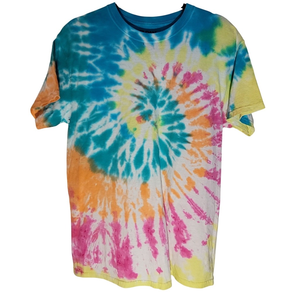Gildan Tie Dye T-Shirt Mens Medium Multicolor Spiral Short Sleeve Cotton Tee